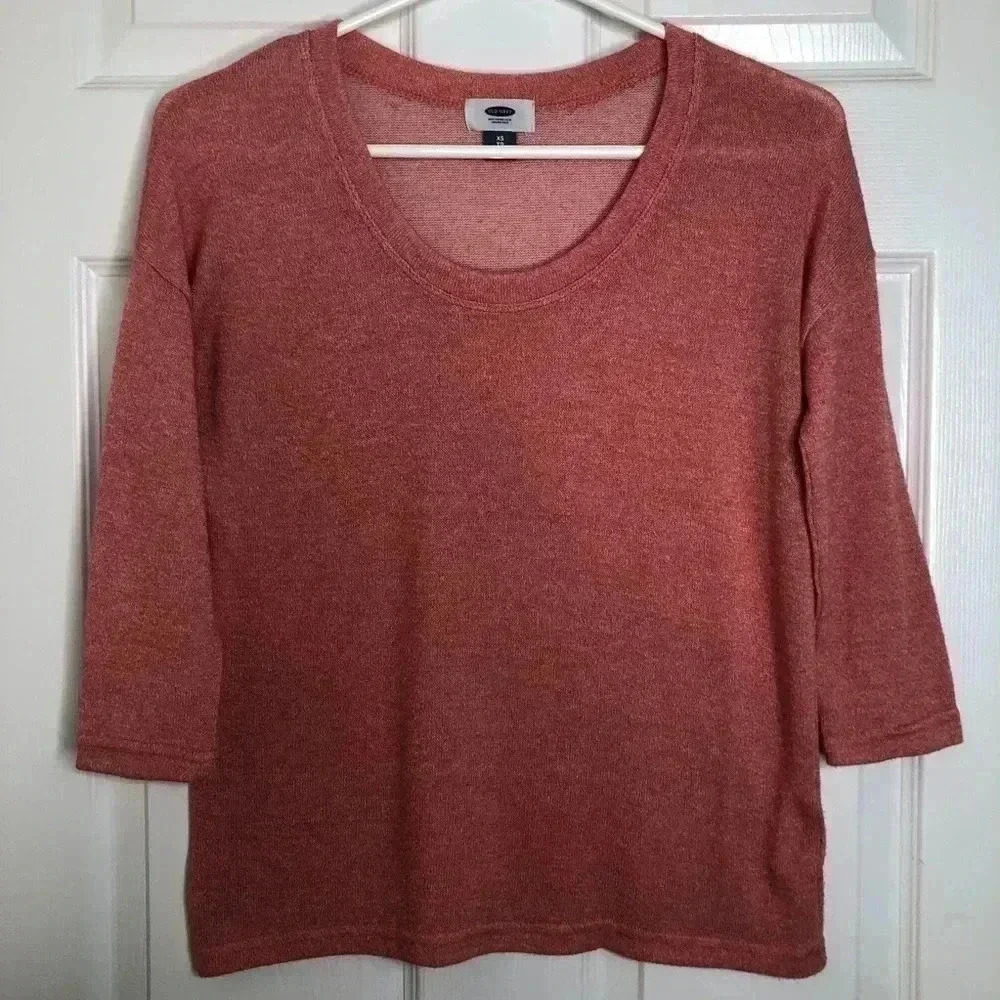 Old Navy Peach Shirt 3/4 Length Sleeves Size XS